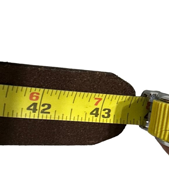 Fossil size L 43.5” long silver and goldtone buckle brown leather belt EUC - Picture 8 of 8